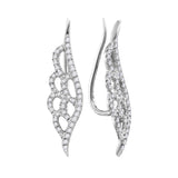 10kt White Gold Womens Round Diamond Winged Climber Earrings 1/3 Cttw