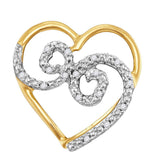 10kt Yellow Gold Womens Round Diamond Curled Heart Pendant 1/20 Cttw