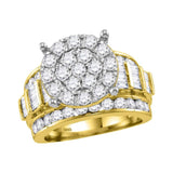 10kt Yellow Gold Round Diamond Cluster Bridal Wedding Engagement Ring 3 Cttw