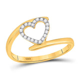 10kt Yellow Gold Womens Round Diamond Heart Ring 1/8 Cttw