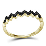10kt Yellow Gold Womens Radiant Black Color Enhanced Diamond Band Ring 1/6 Cttw