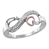 Sterling Silver Womens Round Diamond Heart Infinity Ring 1/20 Cttw
