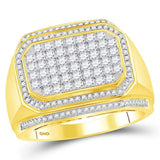 14kt Yellow Gold Mens Round Diamond Octagon Cluster Ring 1-3/4 Cttw