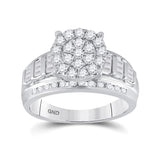 10kt White Gold Round Diamond Cluster Bridal Wedding Engagement Ring /8 Cttw