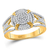10kt Yellow Gold Womens Round Diamond Circle Cluster Ring 1/3 Cttw