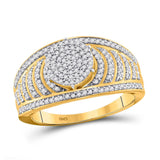 10kt Yellow Gold Round Diamond Cluster Striped Bridal Wedding Engagement Ring 1/2 Cttw