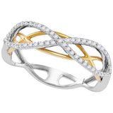 10kt Two-tone Gold Womens Round Diamond Infinity Band Ring 1/4 Cttw