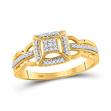 10kt Yellow Gold Womens Round Diamond Square Frame Cluster Ring 1/8 Cttw