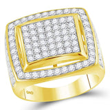 10kt Yellow Gold Mens Round Diamond Cluster Ring 3 Cttw