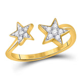 10kt Yellow Gold Womens Round Diamond Bisected Star Ring 1/8 Cttw