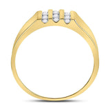 10kt Yellow Gold Mens Round Channel-set Diamond Triple Row Wedding Band Ring 1/4 Cttw