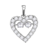 10kt White Gold Womens Round Diamond Moving Twinkle Heart Pendant 1/2 Cttw