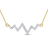 10kt Yellow Gold Womens Round Diamond Heartbeat Pendant Necklace 1/4 Cttw