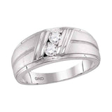 10kt White Gold Mens Round Diamond 2-Stone Wedding Anniversary Band Ring 1/3 Cttw