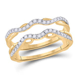 14kt Yellow Gold Womens Round Diamond Wrap Ring Guard Enhancer 1/3 Cttw