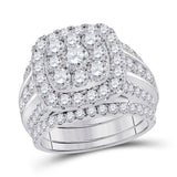 14kt White Gold Round Diamond Bridal Wedding Ring Band Set 4 Cttw