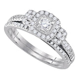 14kt White Gold Round Diamond Bridal Wedding Ring Band Set 1/2 Cttw Size
