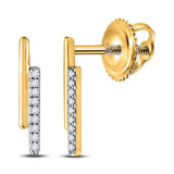 10kt Yellow Gold Womens Round Diamond Double Bar Earrings 1/12 Cttw