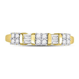 14kt Yellow Gold Womens Round Baguette Diamond Band Ring 1/4 Cttw