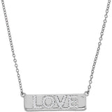 10kt White Gold Womens Round Diamond Love Bar Pendant Necklace with 18