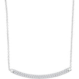 10kt White Gold Womens Round Diamond Curved Horiontal Bar Pendant Necklace 1/3 Cttw