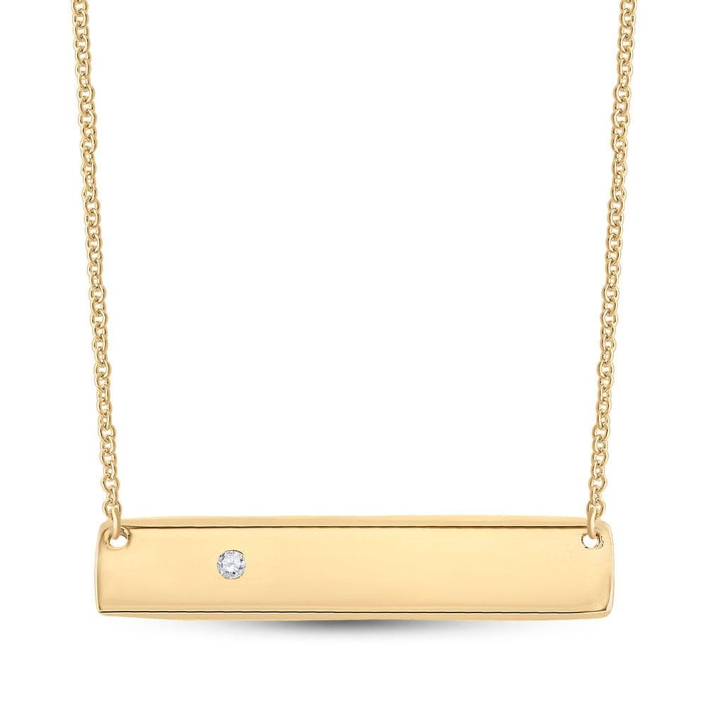 10kt Yellow Gold Womens Round Diamond Rectangle Bar Necklace .02 Cttw