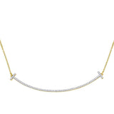 10kt Yellow Gold Womens Round Diamond Curved Bar Necklace 1/3 Cttw