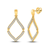 10kt Yellow Gold Womens Round Diamond Dangle Earrings 1/2 Cttw