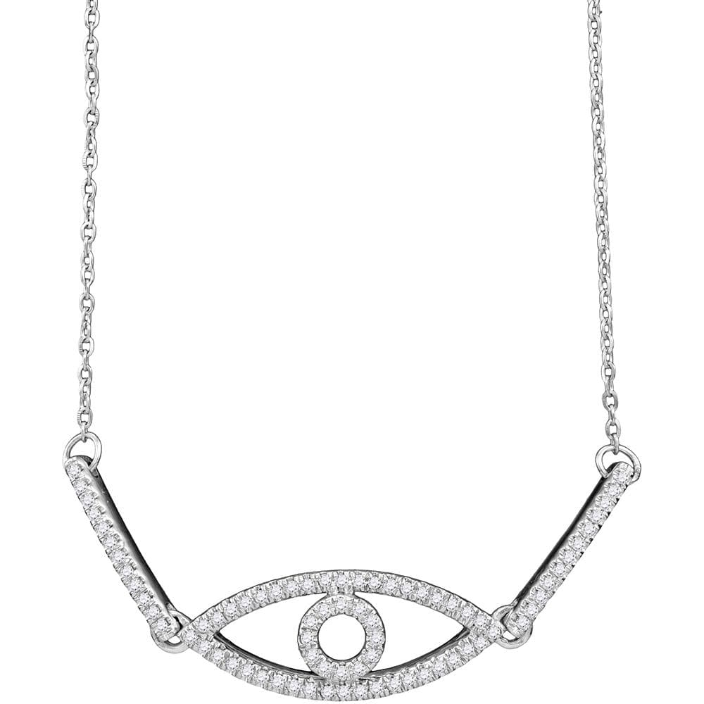 10kt White Gold Womens Round Diamond Eye Chain Bracelet 1/5 Cttw