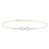 10kt Yellow Gold Womens Round Diamond Infinity Chain Bracelet 1/5 Cttw