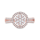 10kt Rose Gold Womens Round Diamond Circle Cluster Ring 1/2 Cttw