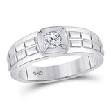 14kt White Gold Mens Round Diamond Solitaire Grid Fashion Ring 1/2 Cttw