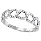 10kt White Gold Womens Round Diamond Polygon Woven Band Ring 1/4 Cttw