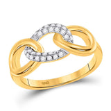 10kt Yellow Gold Womens Round Diamond Linked Oval Ring 1/5 Cttw