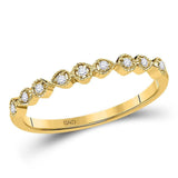 10kt Yellow Gold Womens Round Diamond Stackable Band Ring 1/20 Cttw