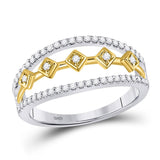 10kt Two-tone Gold Womens Round Diamond Band Ring 1/4 Cttw