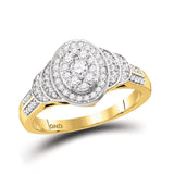10kt Yellow Gold Womens Round Diamond Solitaire Oval Cluster Ring 1/2 Cttw