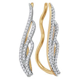 10kt Yellow Gold Womens Round Diamond Climber Earrings 1/4 Cttw