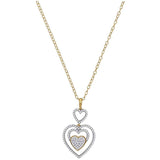 10kt Yellow Gold Womens Round Diamond Triple Nested Heart Pendant Necklace 1/3 Cttw