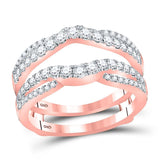 14kt Rose Gold Womens Round Diamond Wedding Wrap Ring Guard Enhancer 5/8 Cttw