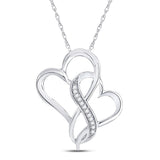 Sterling Silver Womens Round Diamond Entwined Heart Pendant 1/20 Cttw