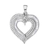 10kt White Gold Womens Baguette Diamond Heart Pendant 3/8 Cttw