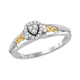 10kt Two-tone Gold Womens Round Diamond Heart Promise Ring 1/6 Cttw