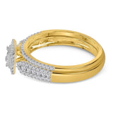14kt Yellow Gold Princess Diamond Halo Bridal Wedding Ring Band Set 1/2 Cttw