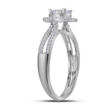 14kt White Gold Womens Princess Diamond Cluster Fashion Ring 1/2 Cttw