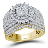 14kt Yellow Gold Round Diamond Cluster Bridal Wedding Ring Band Set 2 Cttw