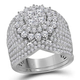 14kt White Gold Womens Round Diamond Bridal Wedding Engagement Ring Band Set 3.00 Cttw