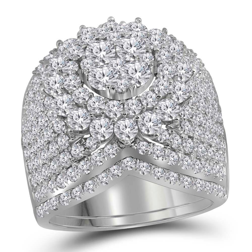 14kt White Gold Womens Round Diamond Bridal Wedding Engagement Ring Band Set 3-3/4 Cttw