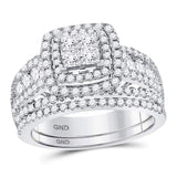 14kt White Gold Princess Diamond Bridal Wedding Ring Band Set 1-3/4 Cttw