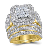 14kt Yellow Gold Princess Diamond Bridal Wedding Ring Band Set 5 Cttw